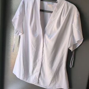 Calvin Klein White V-Neck Blouse